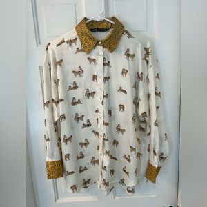 Zara Tiger Print Button Down Shirt